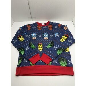 Marvel Superhero Christmas Sweater Men's Medium Long Sleeve Spiderman Hulk